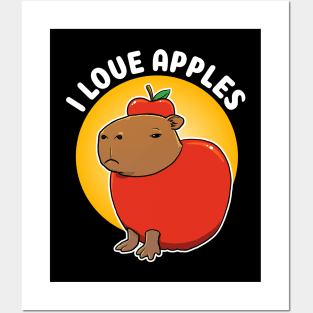 I love apples Capybara cartoon Posters and Art